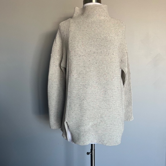 French Connection Mozart Mock‎ Neck Light Grey Cotton Confetti Jumper Sweater XS - Picture 3 of 11